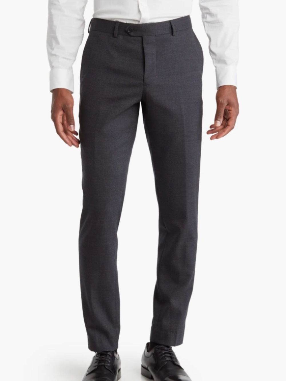 Original Penguin Charcoal Grey Birdseye Slim Fit Stretch Suit Pants, 32x32